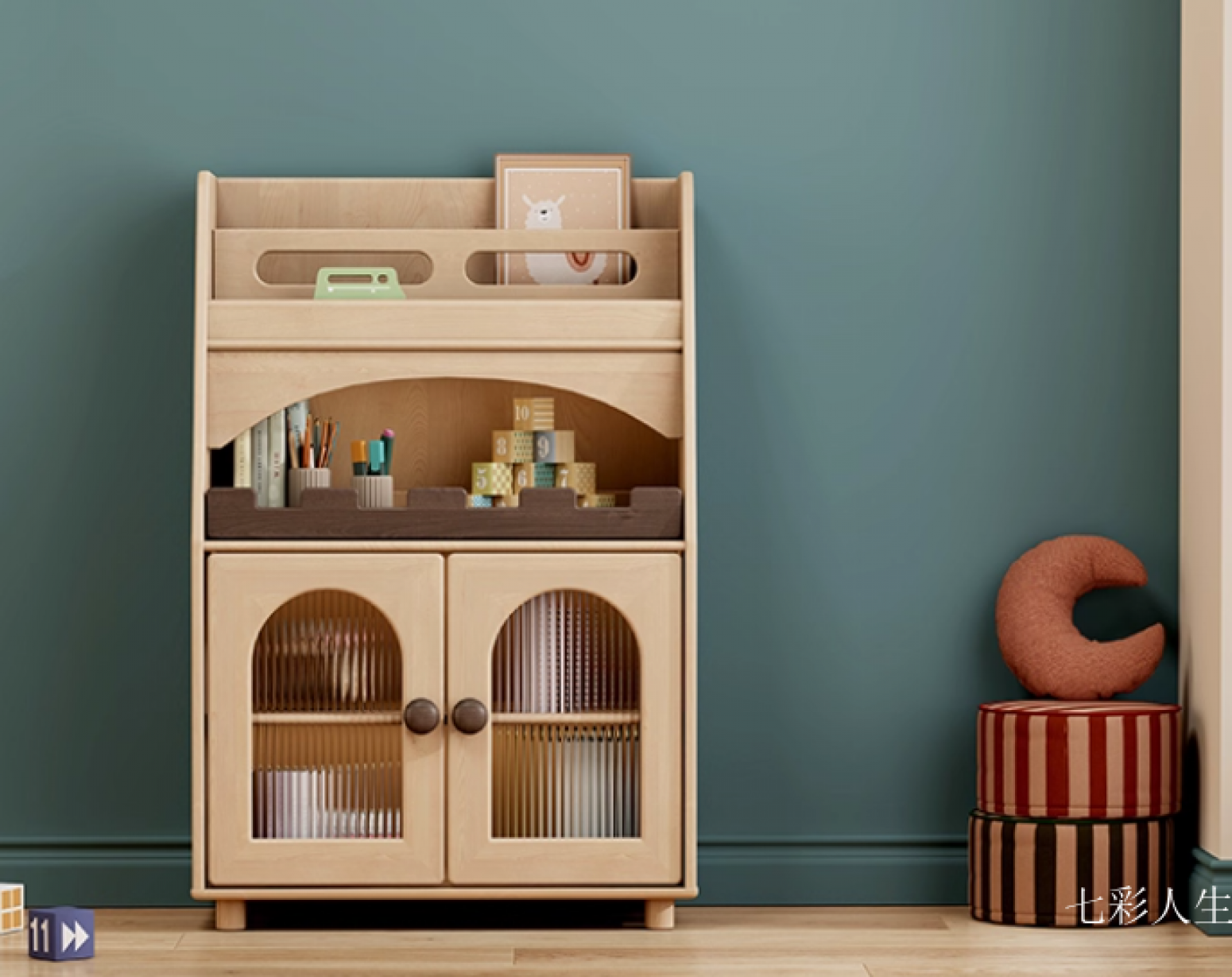 七彩人生 Children's furniture Product 《All-solid wood children's storage rack》【图0】