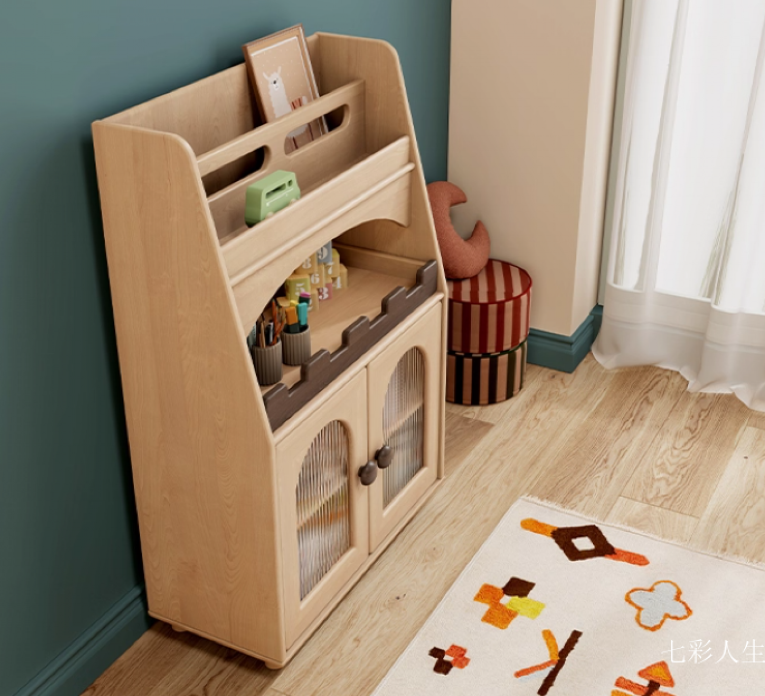 七彩人生 Children's furniture Product 《All-solid wood children's storage rack》【图2】