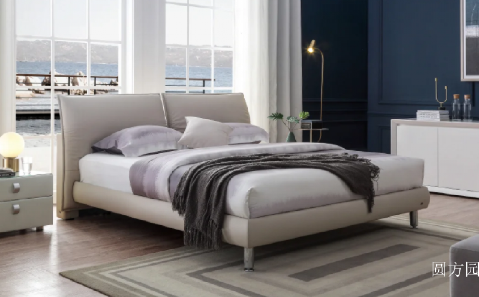 圆方园 Home Furniture Product 《A white leather soft bed》【图1】