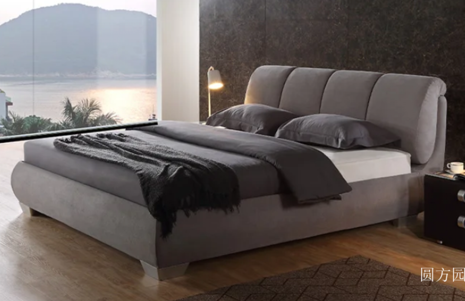圆方园 Home Furniture product 《Grey soft-padded bed》