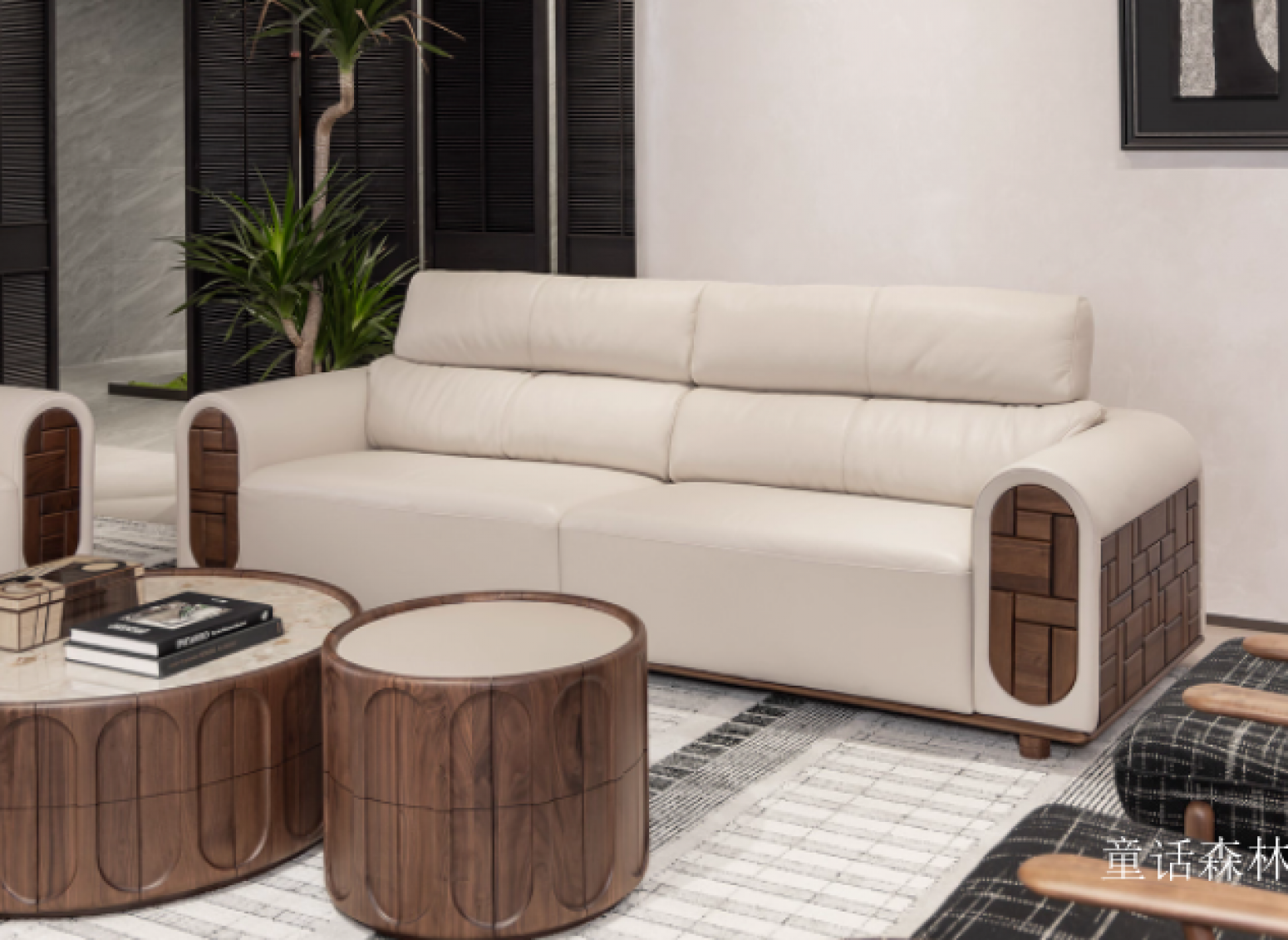 童话森林 Home Furniture Product 《Genuine leather high-backrest solid wood sofa》【图2】