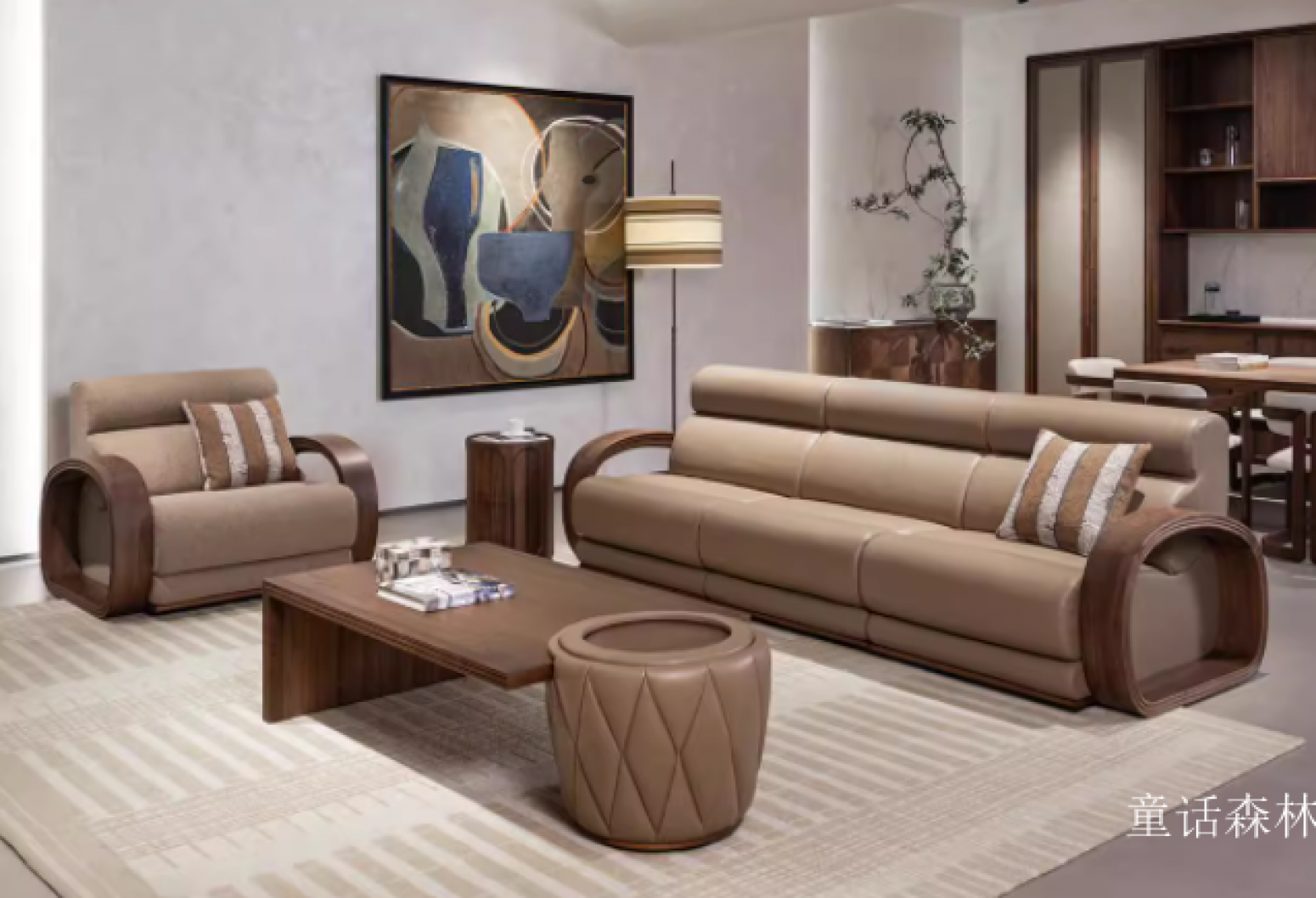 童话森林 Home Furniture Product 《Black walnut genuine leather sofa》【图0】