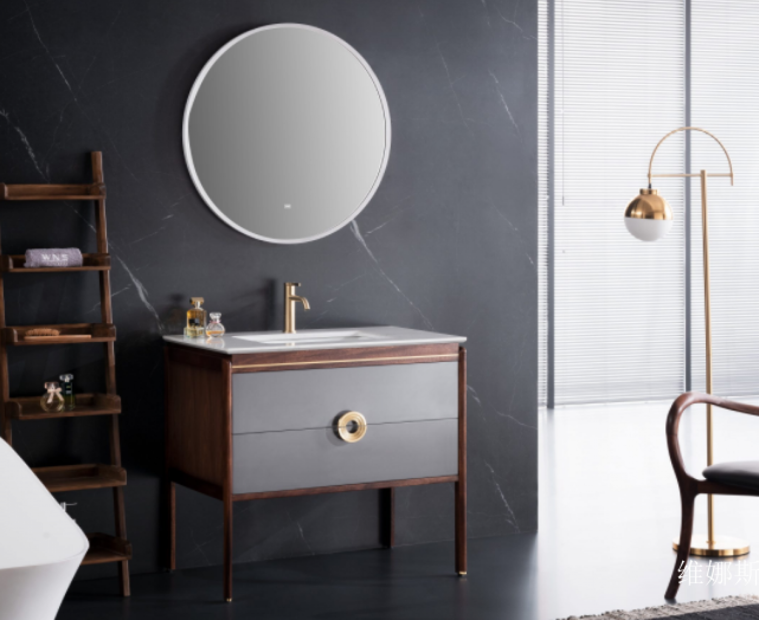 维娜斯Bathroom furnitureProduct《South American walnut wood bathroom cabinet》【图3】