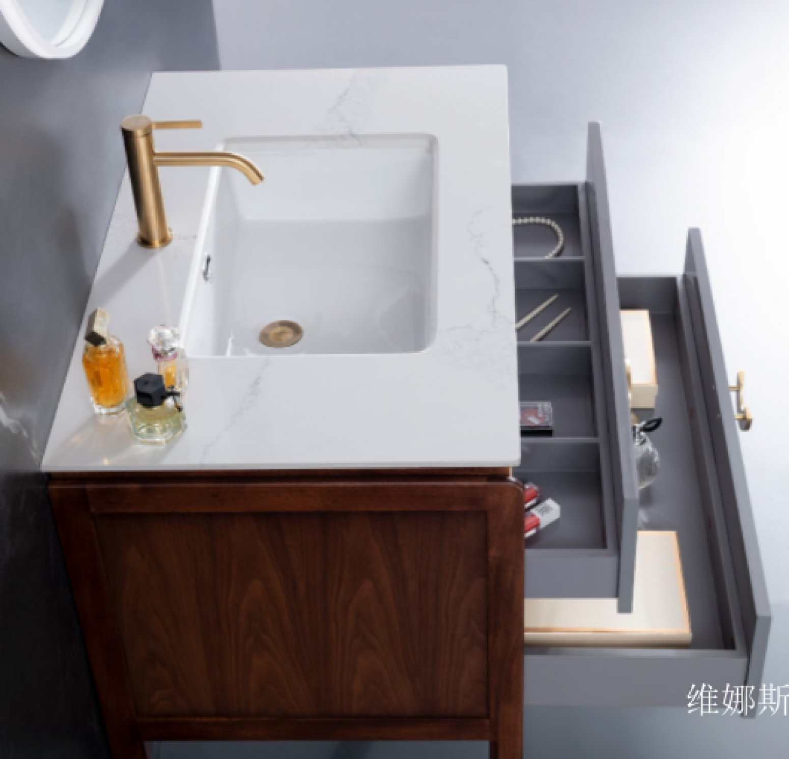 维娜斯Bathroom furnitureProduct《South American walnut wood bathroom cabinet》【图4】