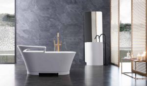维娜斯Bathroom furnitureProduct《Light luxury white glazed armrest bathtub》