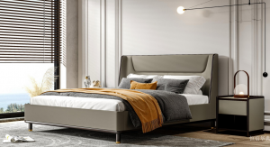 恒信华典 Home Furniture product 《Light grey leather art luxury soft bed》议价