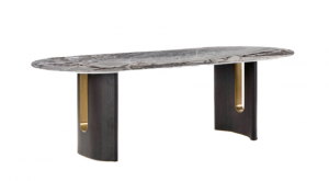 华意家居 Home Furniture product 《Gold-inlaid marble oval dining table》议价