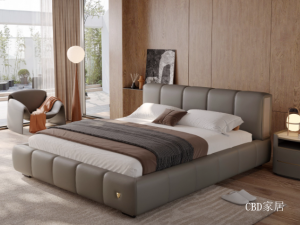 CBD家居Home Furniture《High-end luxury top-tier soft bed made of scratch-patterned leather》