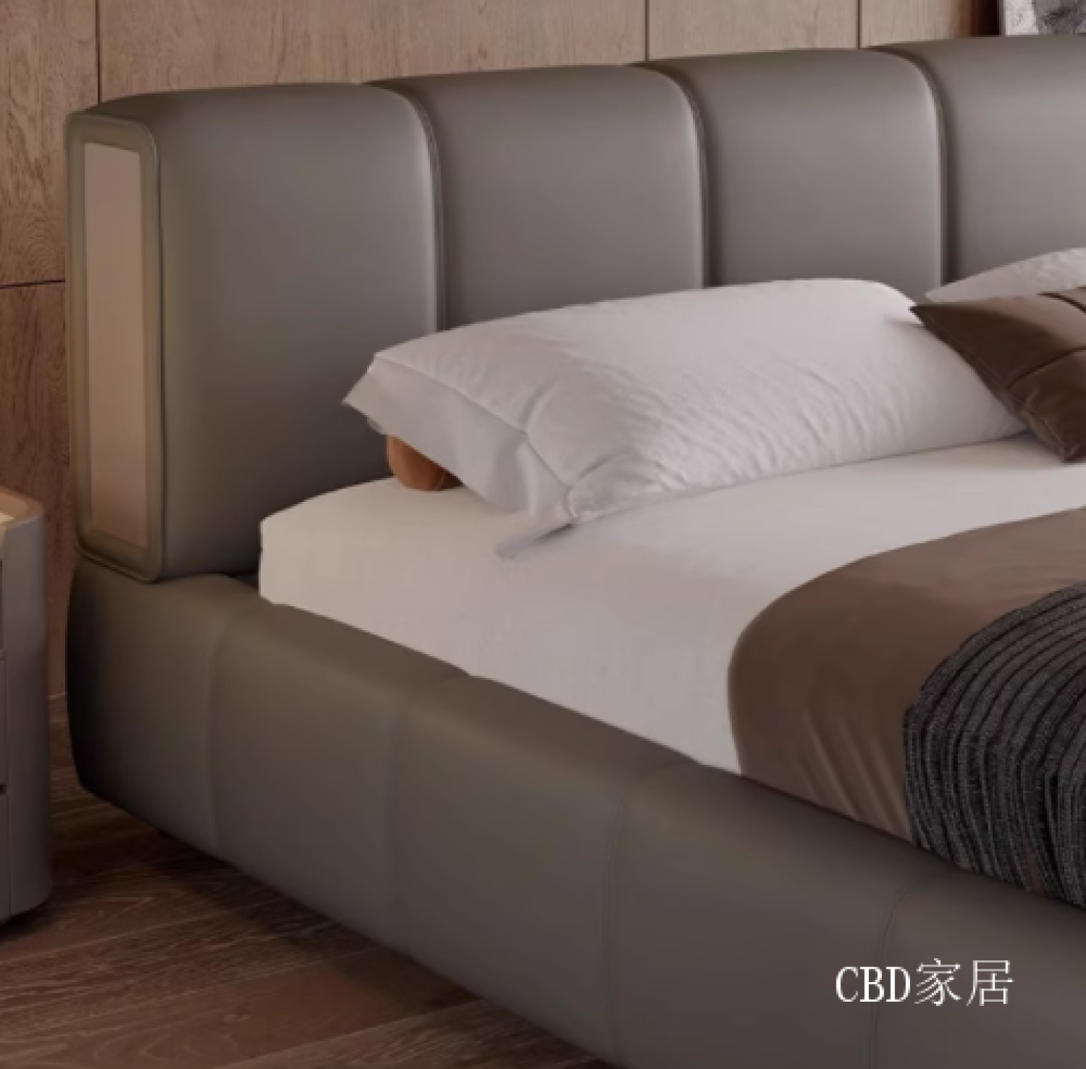 CBD家居Home FurnitureProduct《High-end luxury top-tier soft bed made of scratch-patterned leather》【图1】