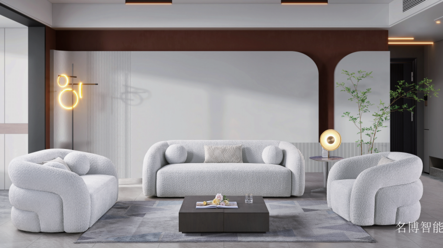 名博智能Home FurnitureProduct《A greyish-white design sofa》【图0】