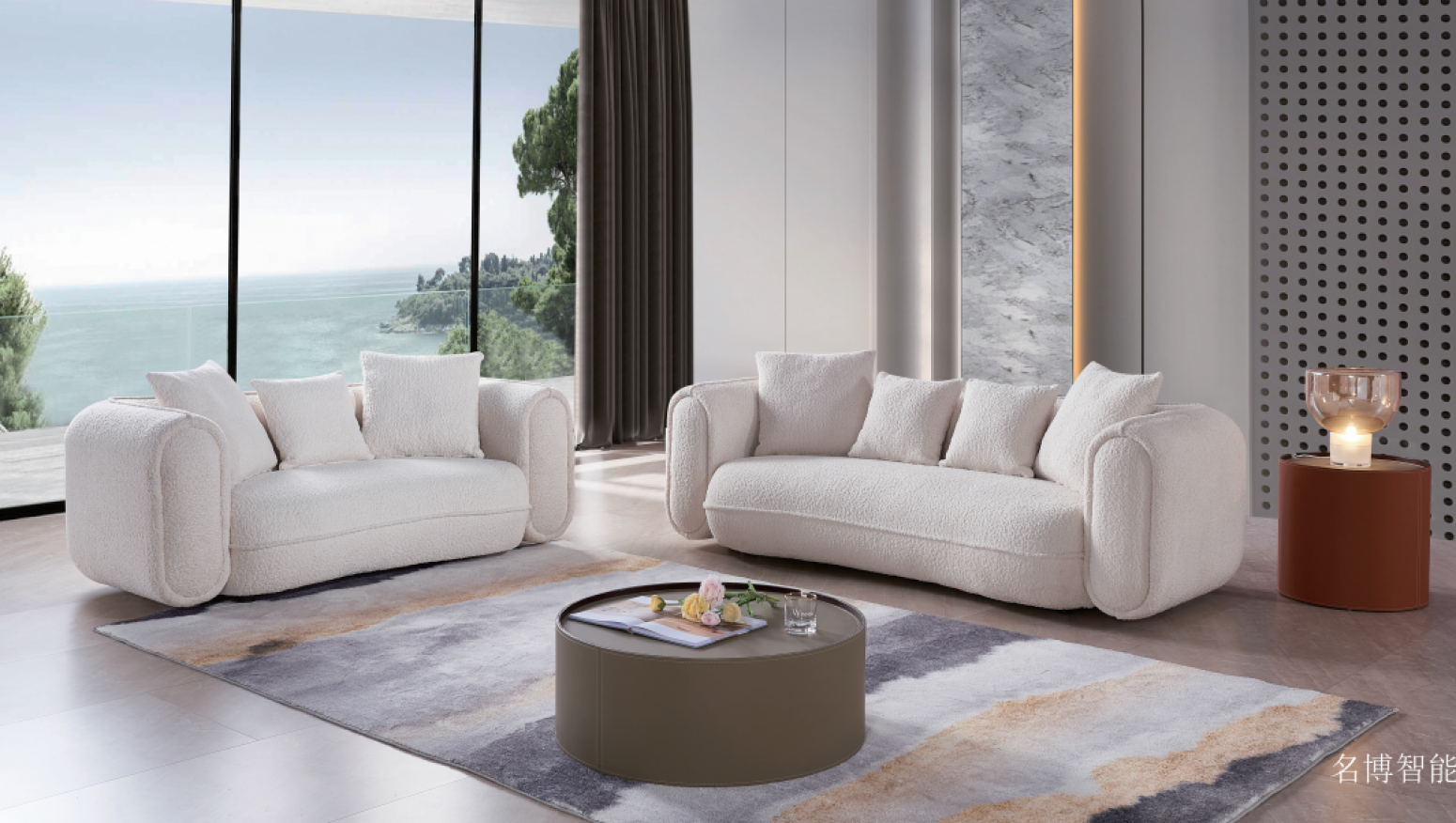名博智能 Smart home product 《Cream white lamb fleece sofa》