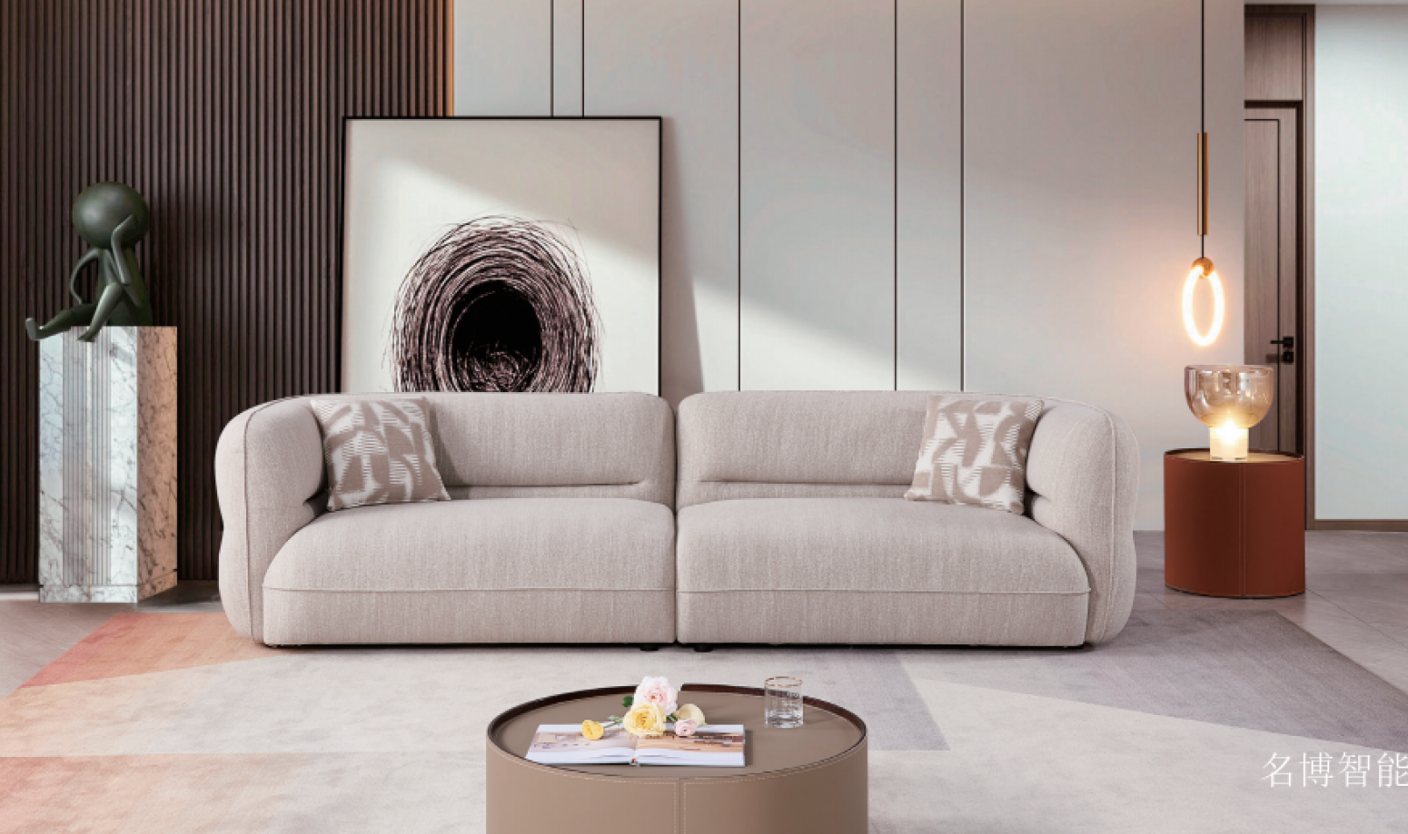 名博智能Home FurnitureProduct《Light rice fabric sofa》【图1】