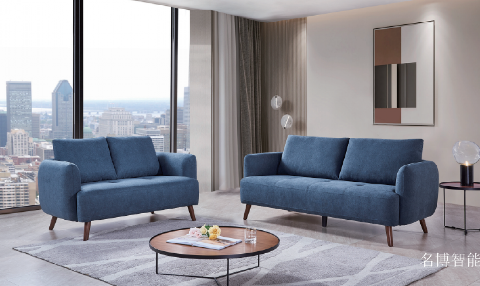 名博智能Home FurnitureProduct《Deep blue fabric sofa》【图0】