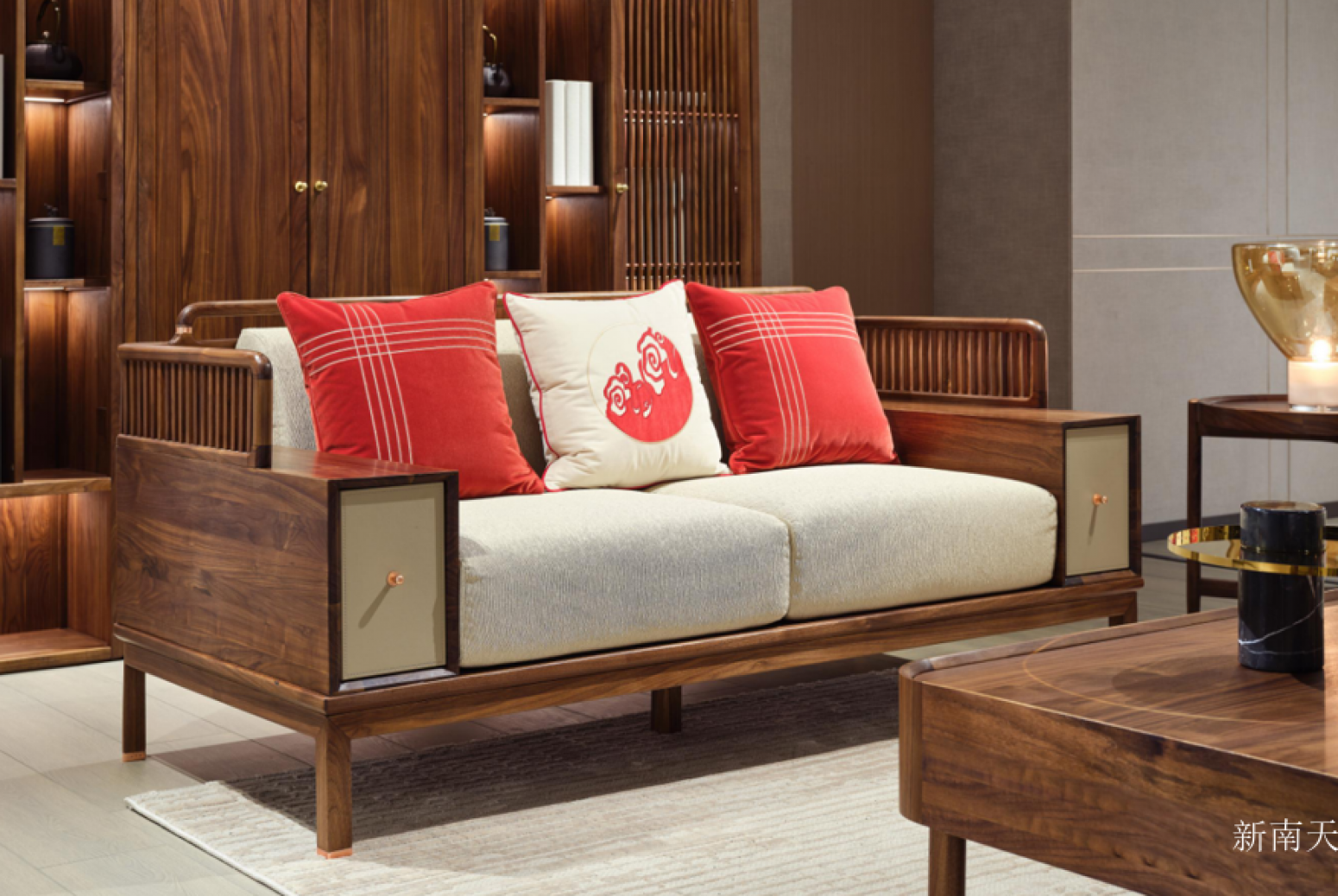 新南天 Home Furniture Product 《New Chinese-style walnut wood sofa》【图1】