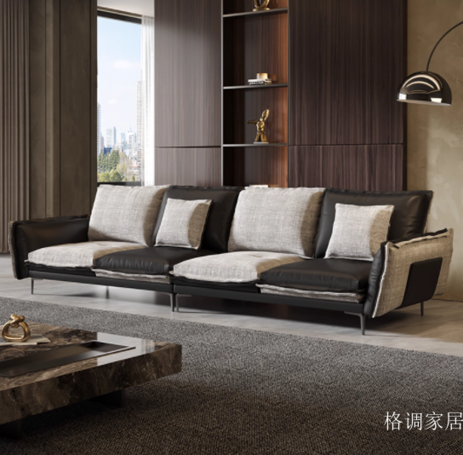 格调家居 Home Furniture product 《A grand sofa combining leather and fabric》