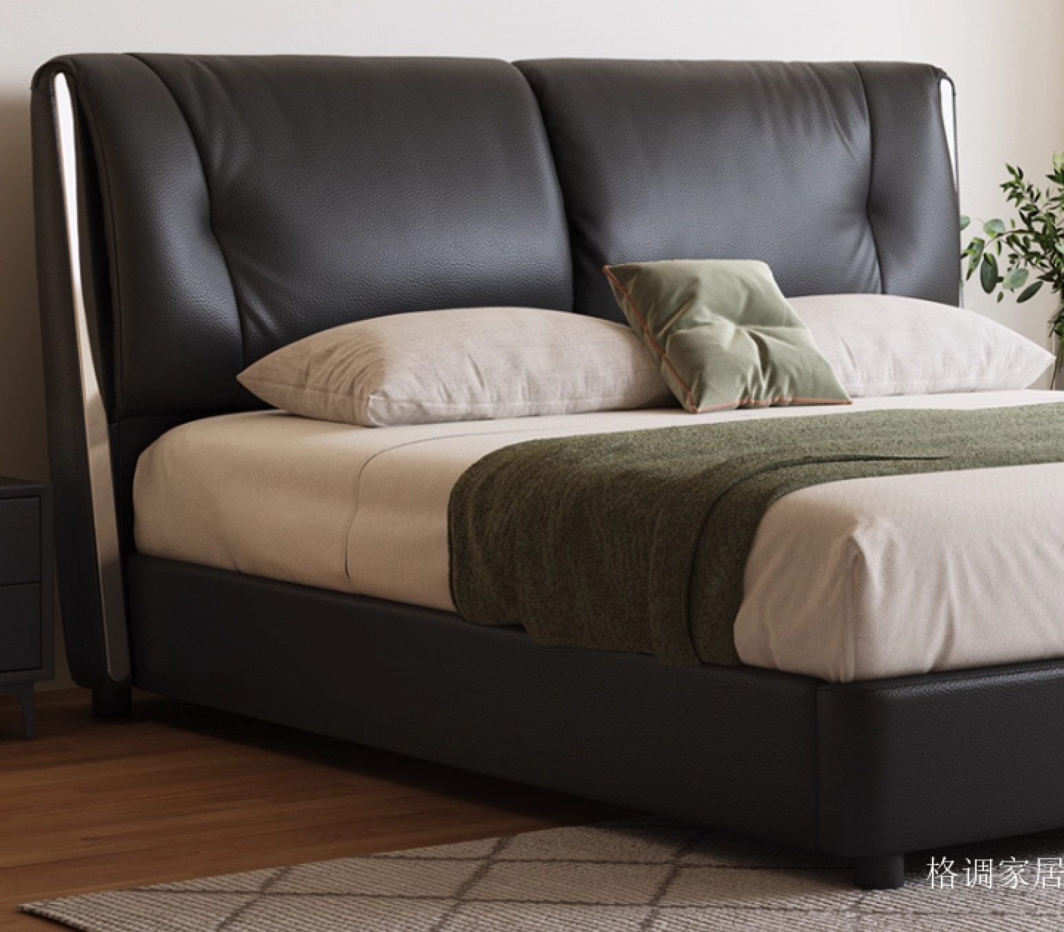 格调家居 Home Furniture product 《Italian minimalist large black cow bed》