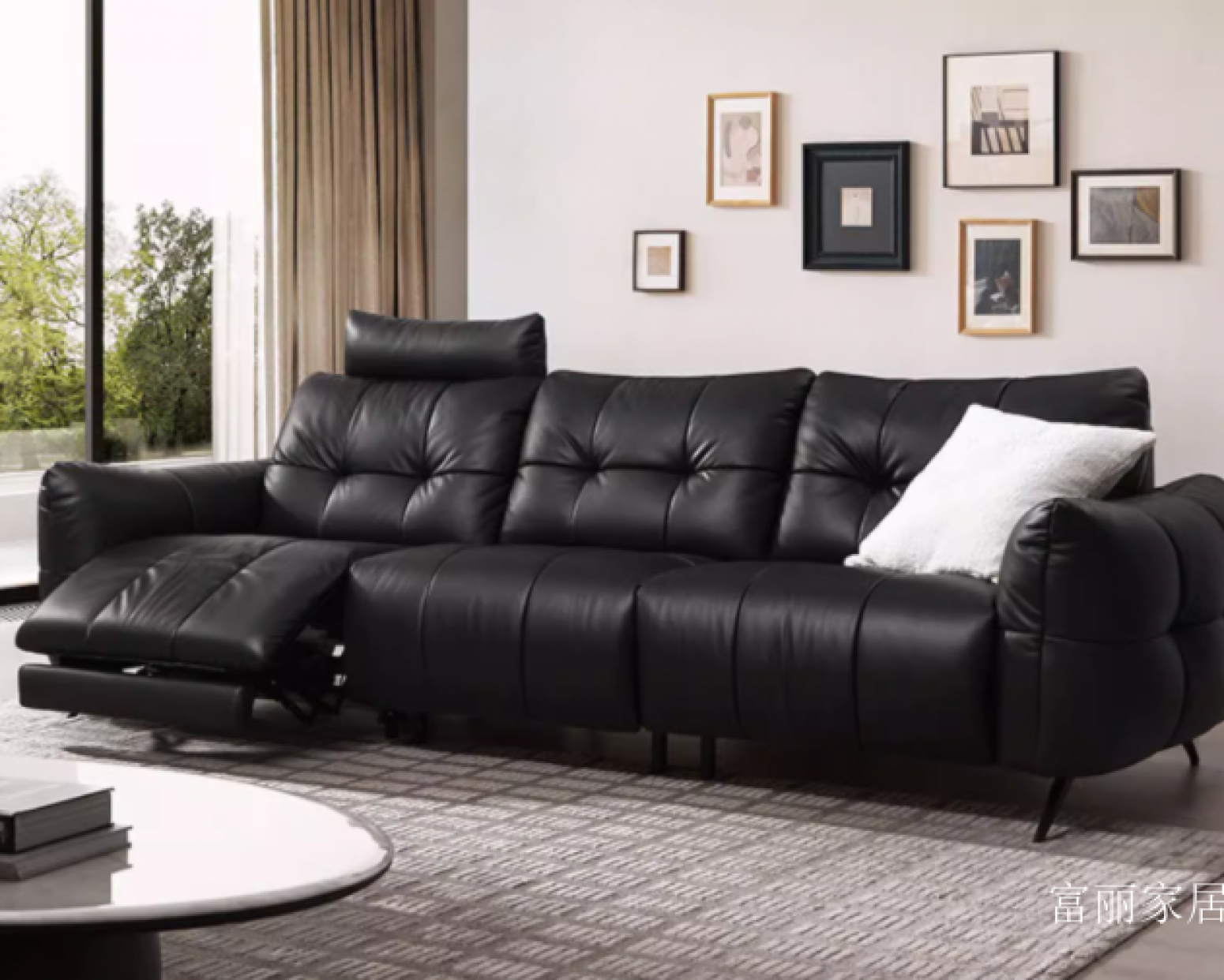 富丽家居 Smart home Product 《Dove black leather sofa against the wall》【图2】