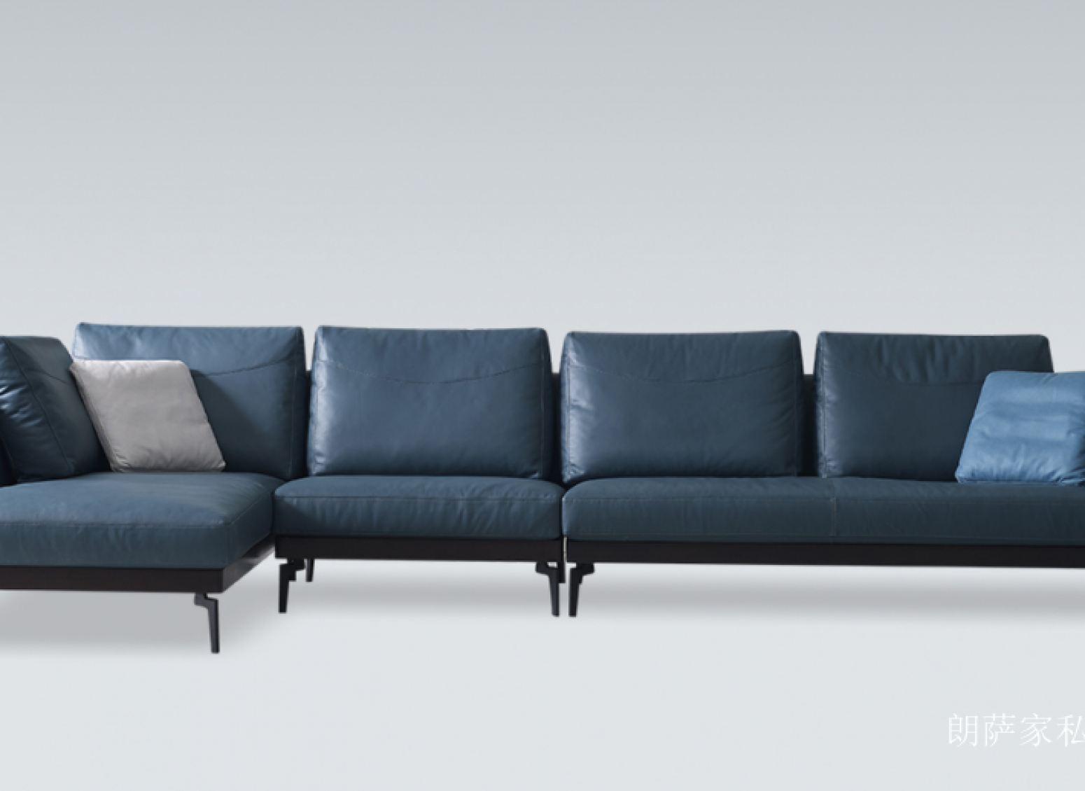 朗萨家私 Home Furniture Product 《A dark blue plain L-shaped sofa》【图0】