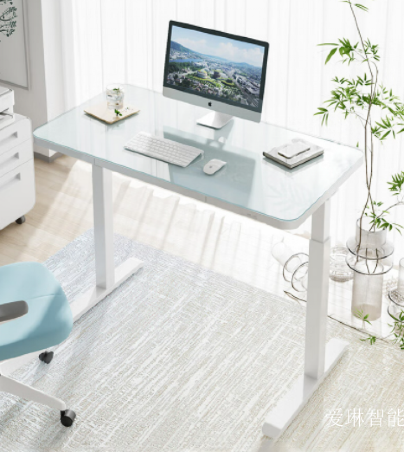 爱琳智能 Smart home product 《White glass intelligent lifting table》