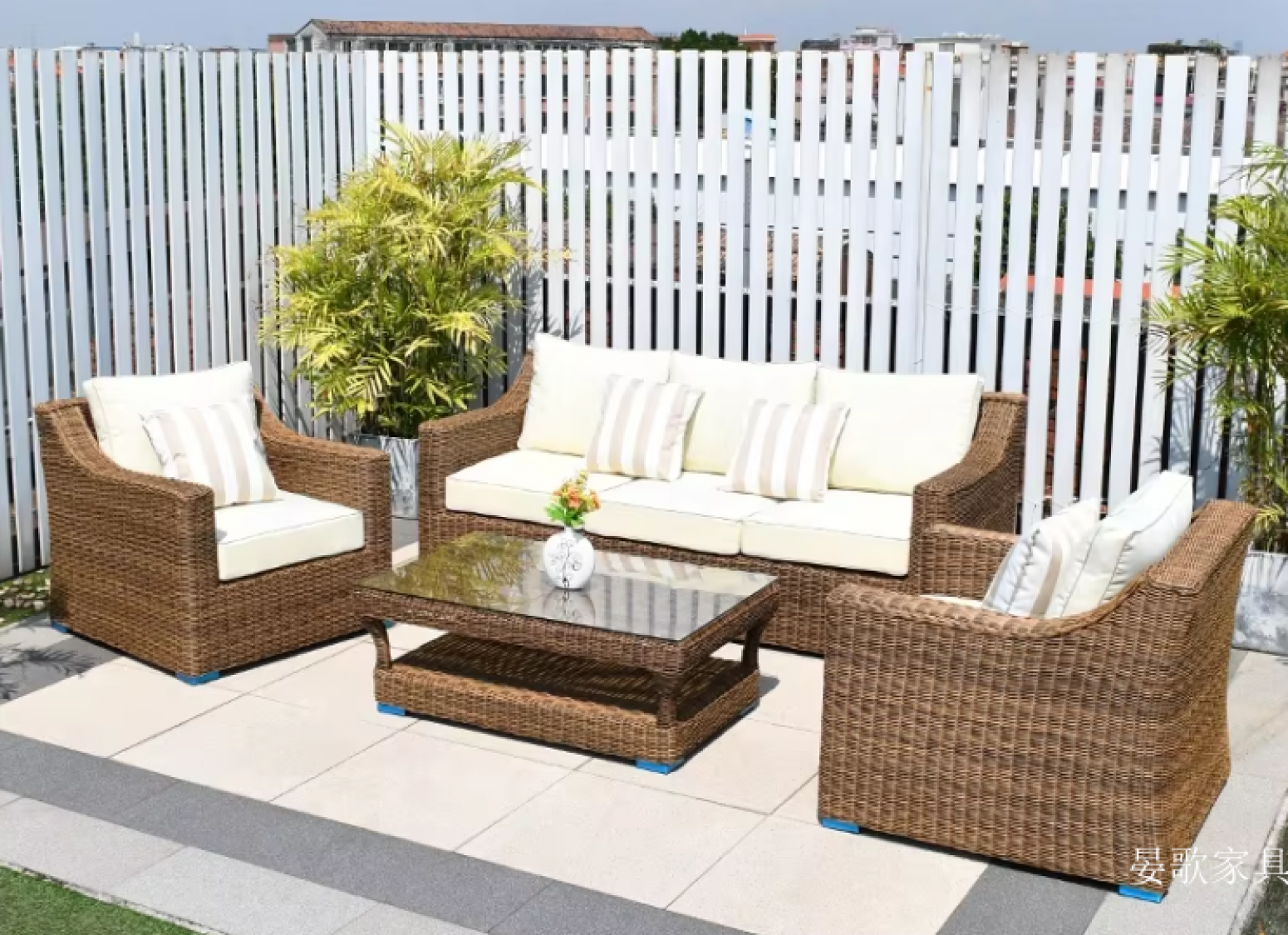 晏歌家具 Outdoor furniture product 《Brown rattan imitation casual sofa》