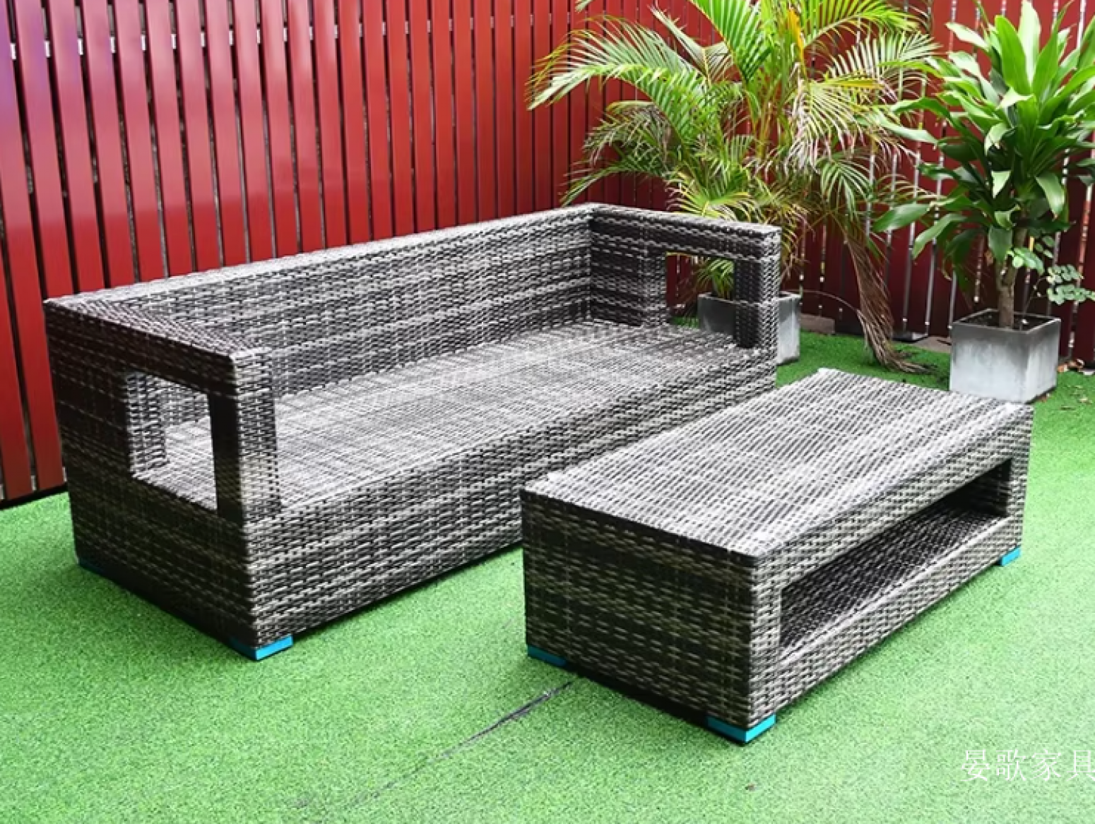 晏歌家具 Outdoor furniture Product 《Dark brown rattan-like outdoor sofa》【图1】