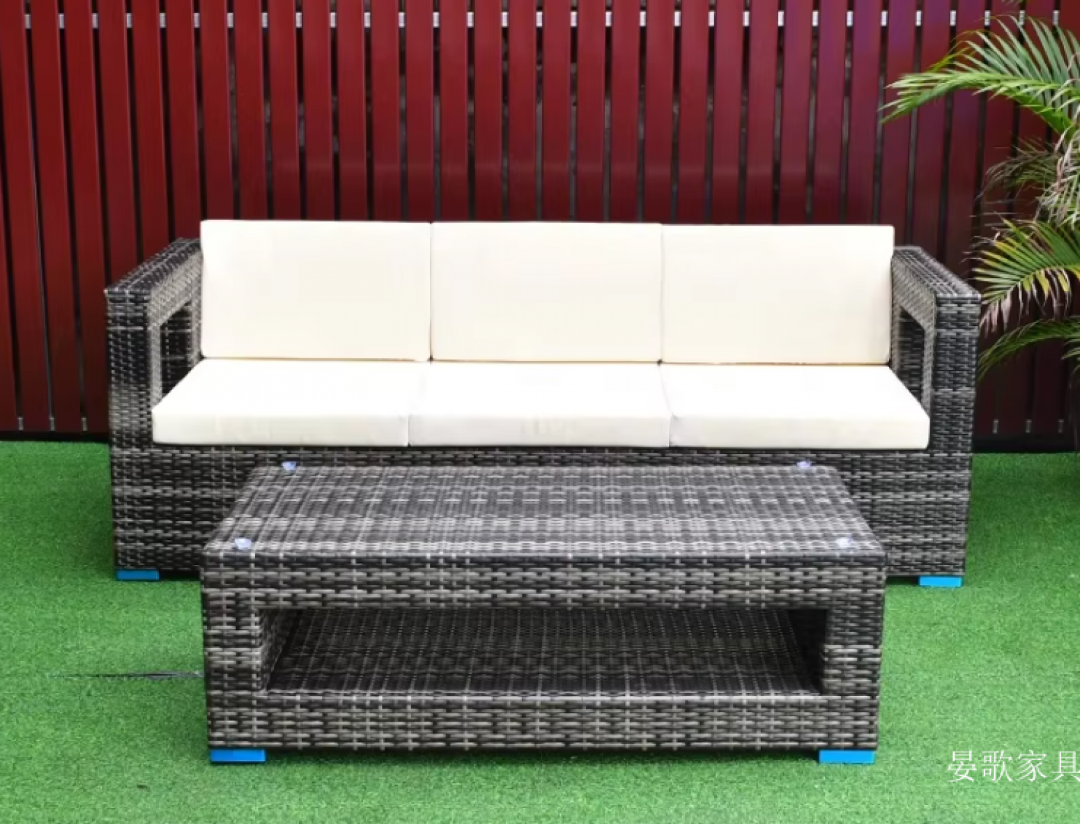 晏歌家具 Outdoor furniture Product 《Dark brown rattan-like outdoor sofa》【图2】