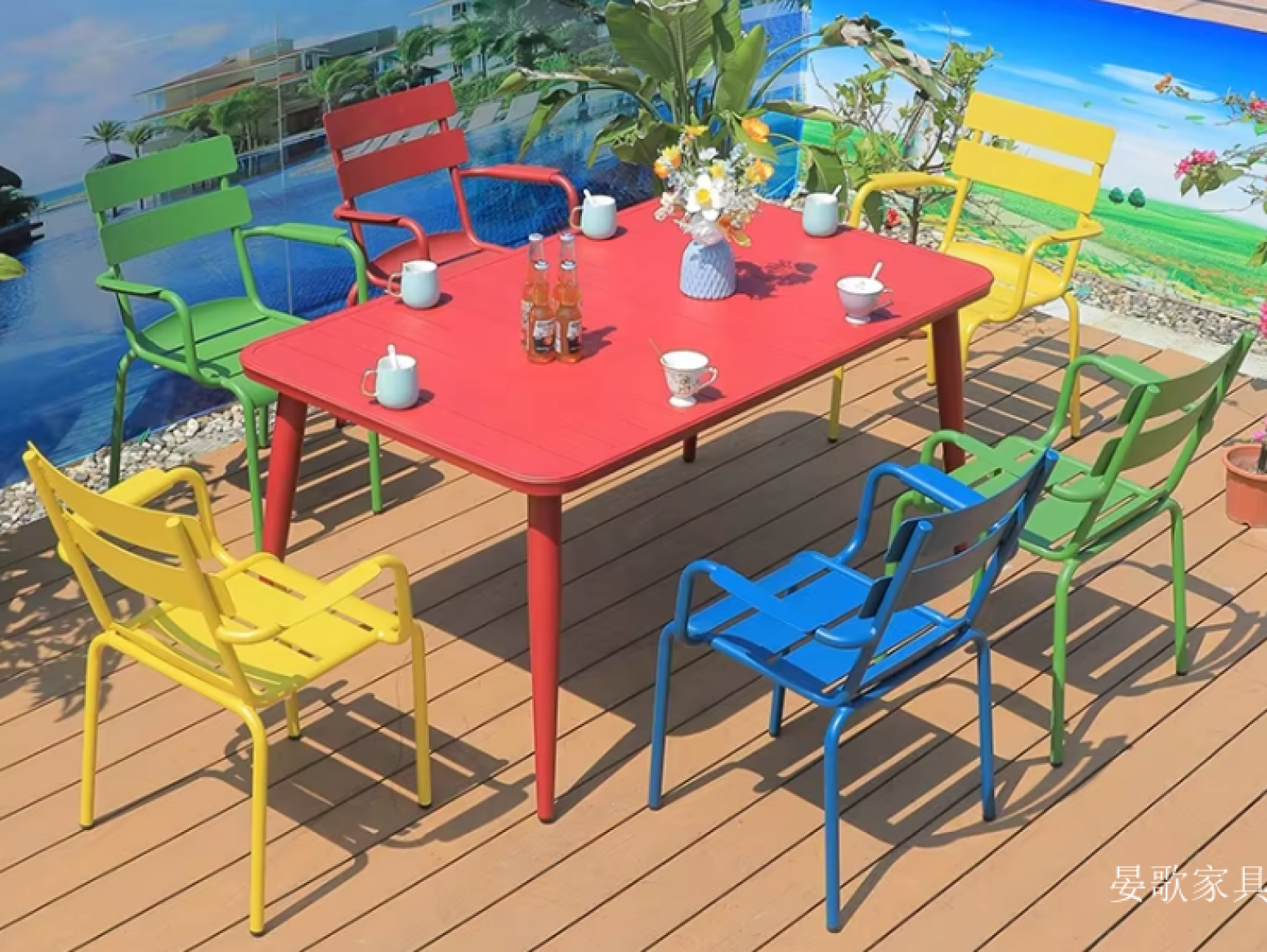 晏歌家具 Outdoor furniture Product 《Colorful metal leisure tables and chairs》【图2】