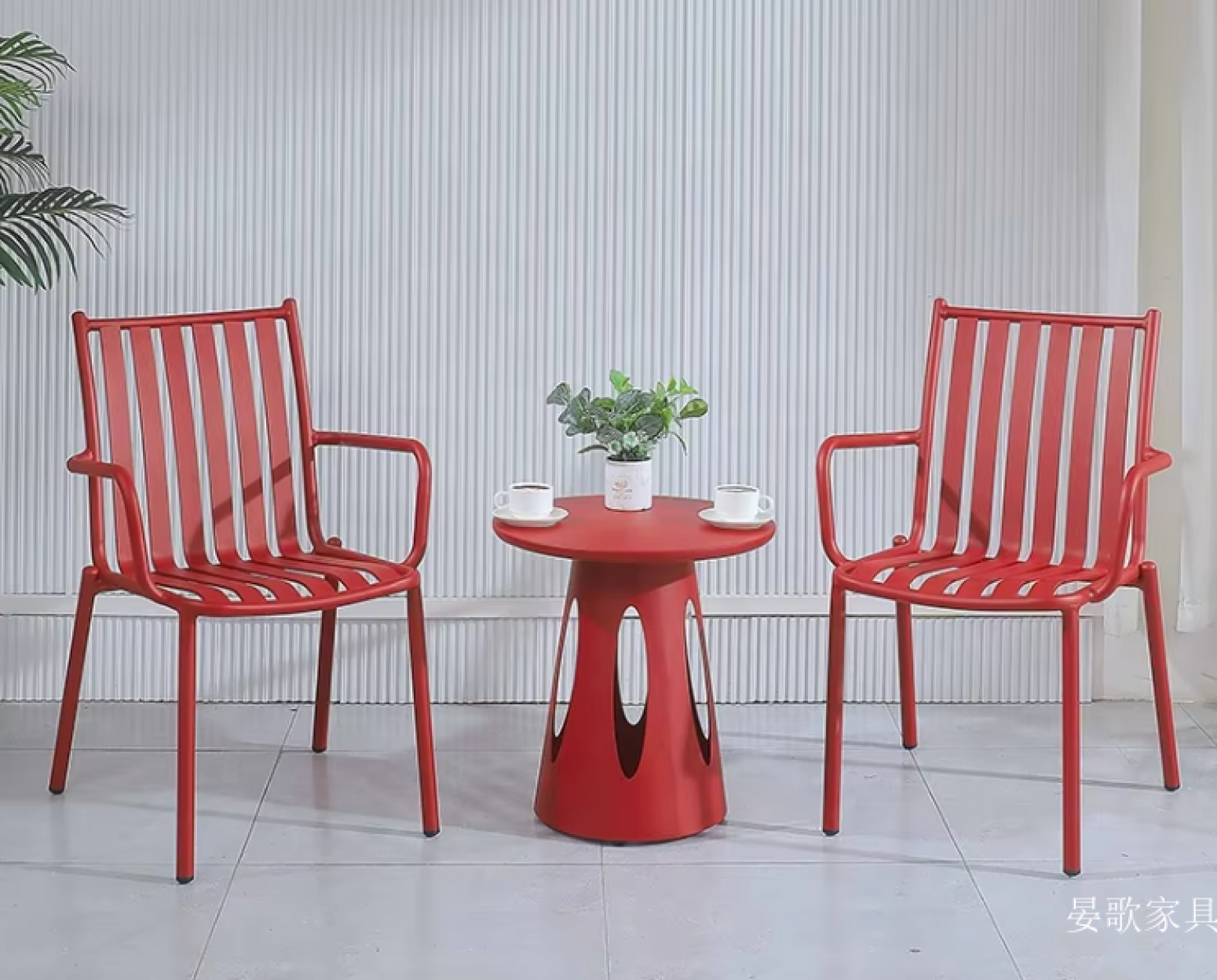 晏歌家具 Outdoor furniture Product 《Colorful metal stripe eat desk and chair》【图2】