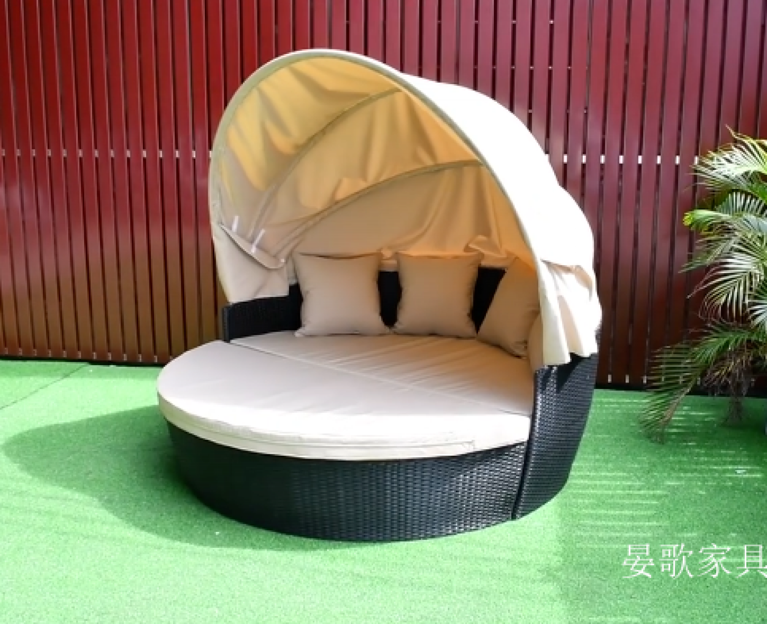 晏歌家具 Outdoor furniture Product 《Outdoor sofa bed with round canopy》【图1】