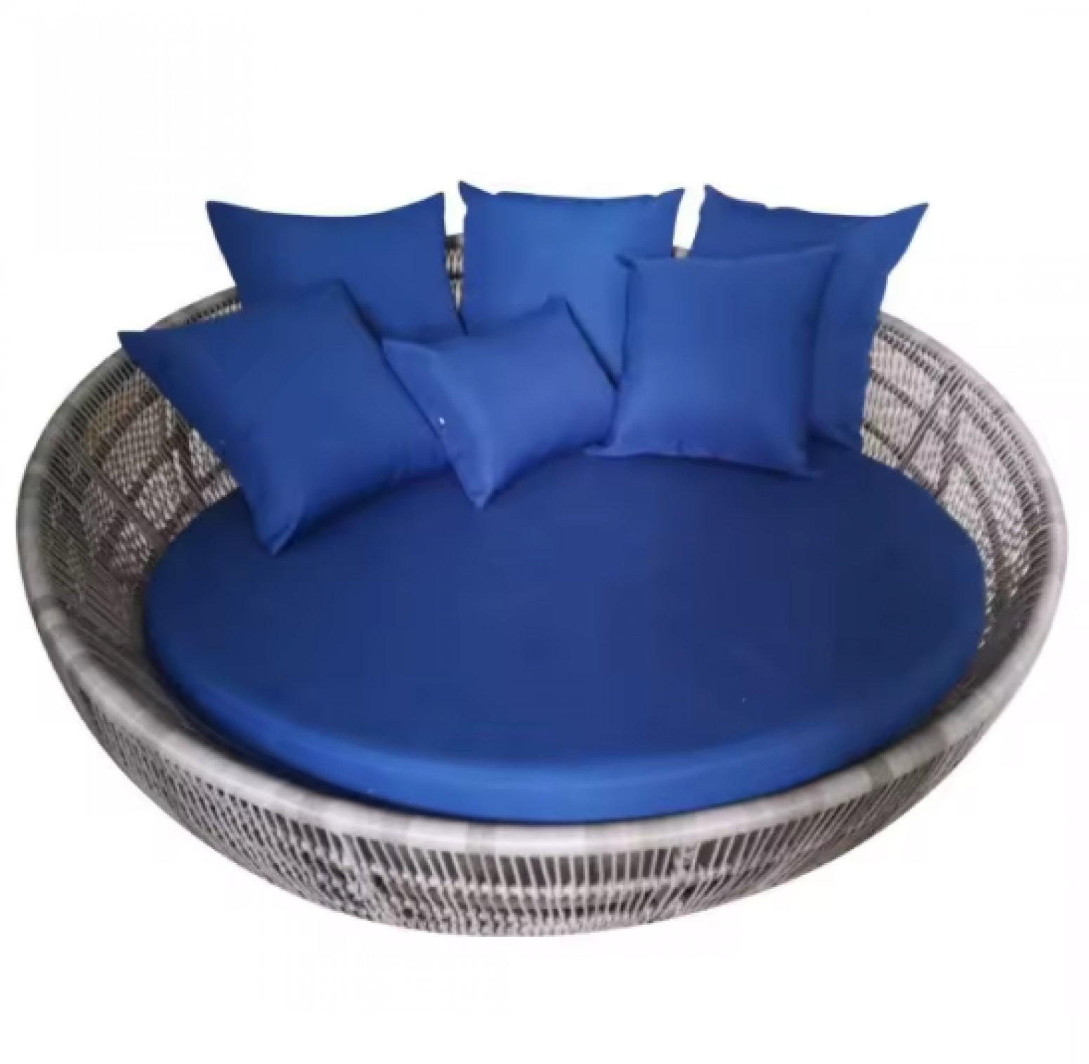 晏歌家具 Outdoor furniture product 《Blue cushion rattan round sofa bed》