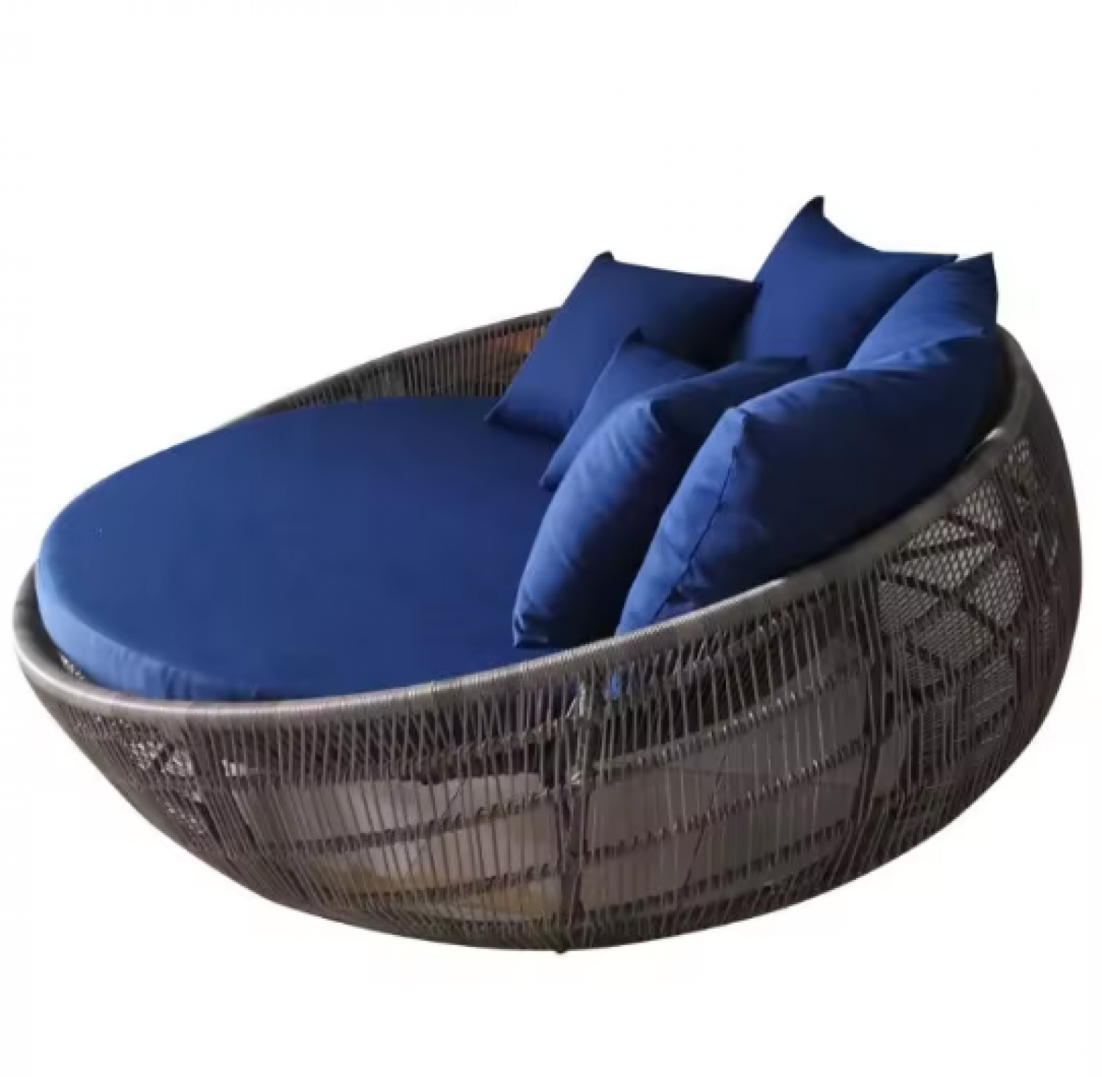 晏歌家具 Outdoor furniture Product 《Blue cushion rattan round sofa bed》【图0】