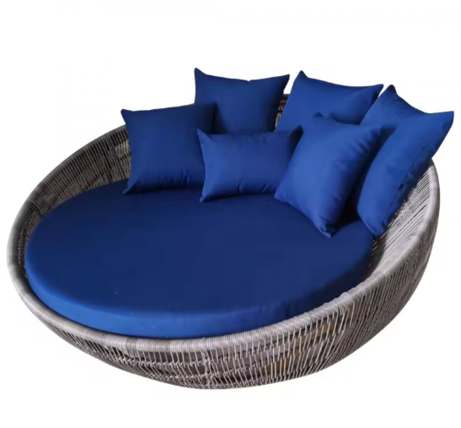 晏歌家具 Outdoor furniture Product 《Blue cushion rattan round sofa bed》【图2】