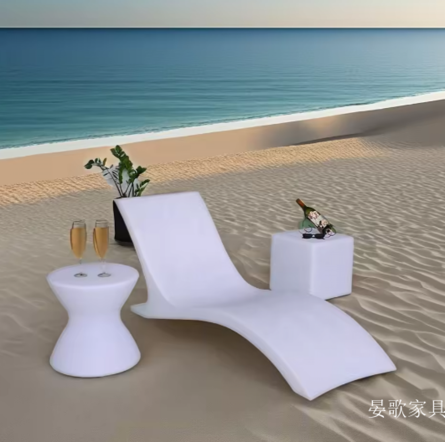晏歌家具 Outdoor furniture Product 《White modern leisure lounge chair》【图1】