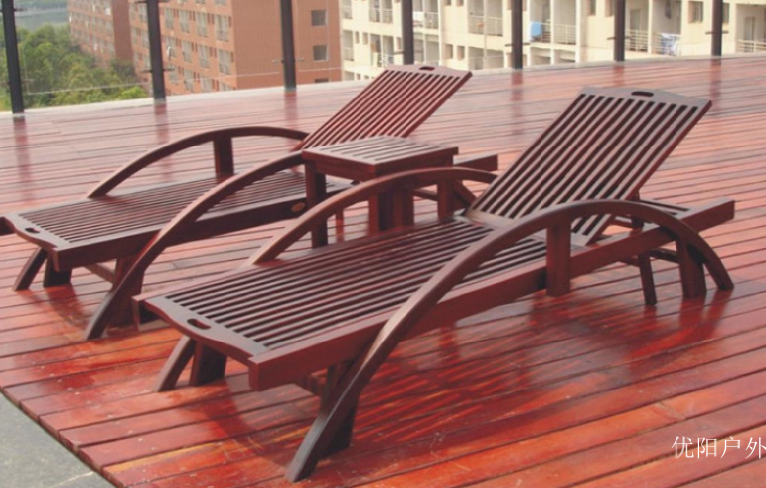 优阳户外 Outdoor furniture Product 《Dark brown wood outdoor deck chair》【图0】