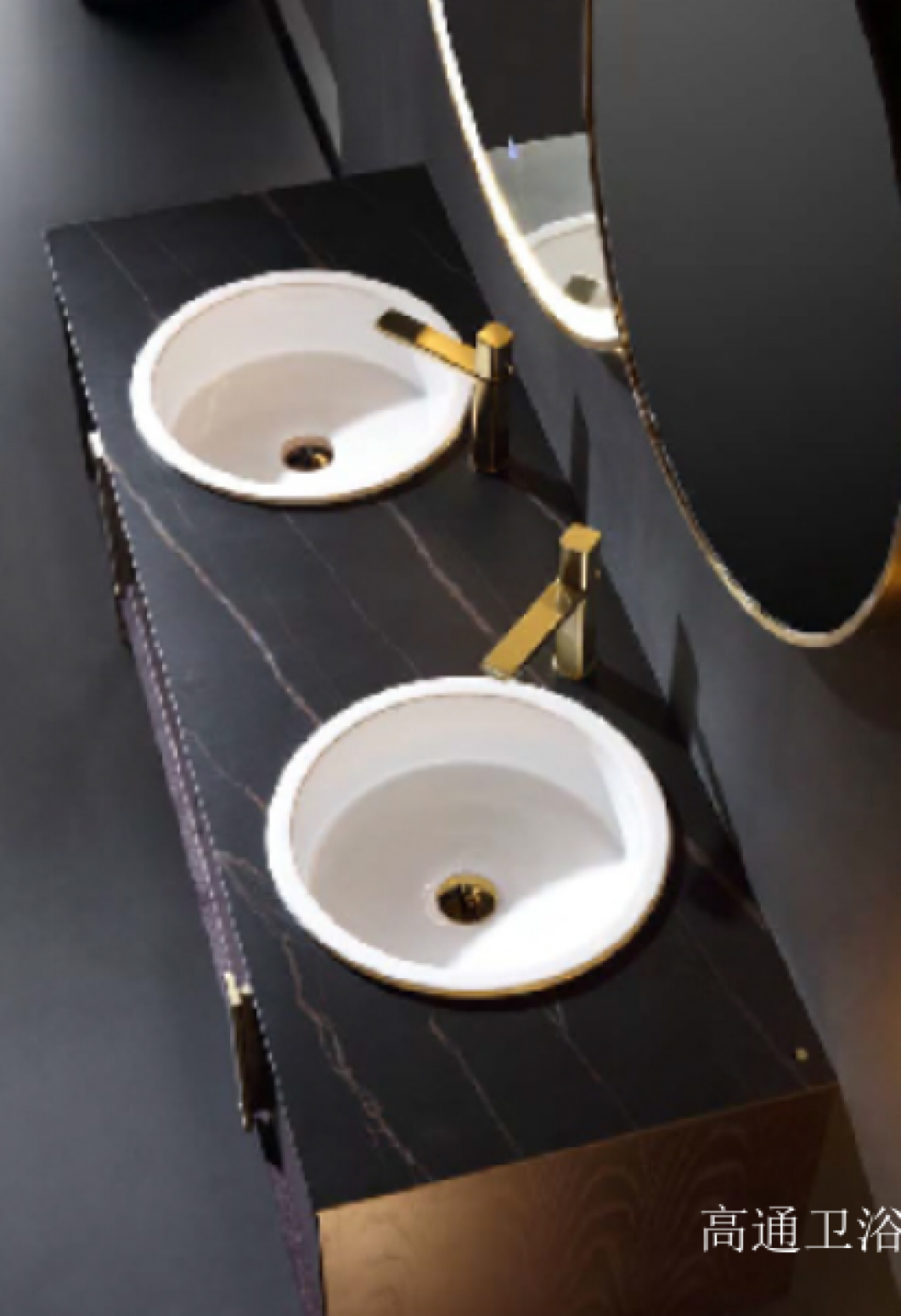 高通卫浴 Bathroom furniture Product 《Double round mirror suspended bathroom cabinet》【图2】