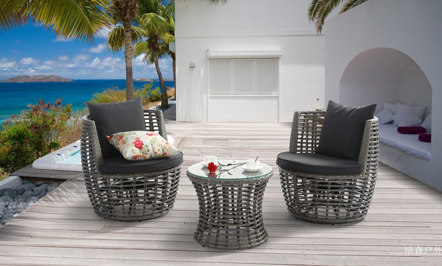 瑞森户外 Outdoor furniture Product 《Grey rattan woven leisure chair》【图0】