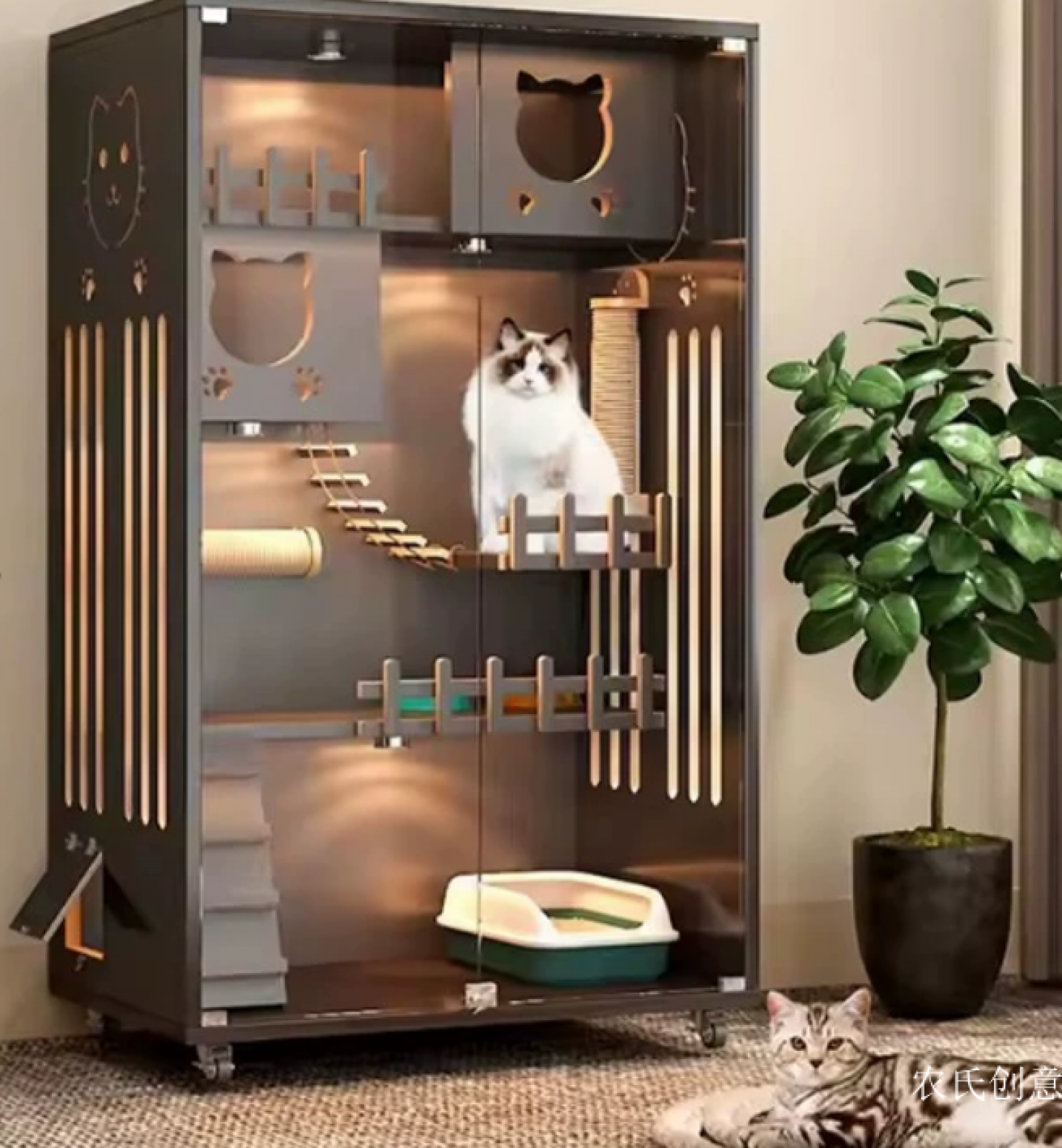 农氏创意 Pet furniture Product 《Luxury multilayer with lamp cat villa》【图0】