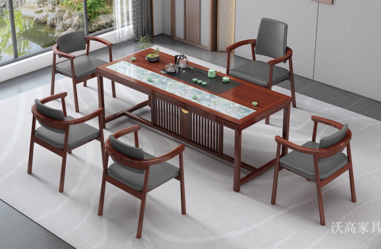 沃高家具 Home Furniture Product 《Elegant new Chinese wooden tea table》【图0】