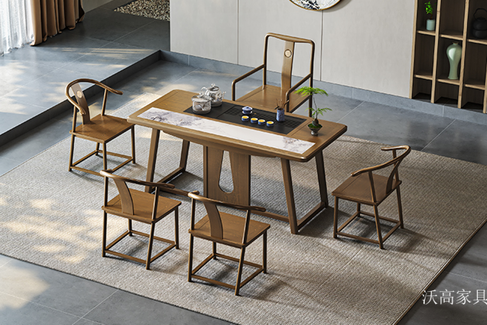 沃高家具 Home Furniture Product 《Light wood new Chinese tea stand》【图1】