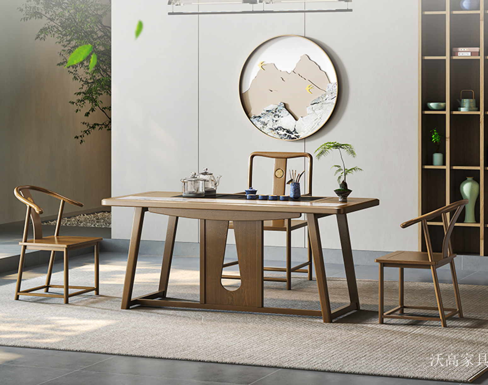 沃高家具 Home Furniture Product 《Light wood new Chinese tea stand》【图2】