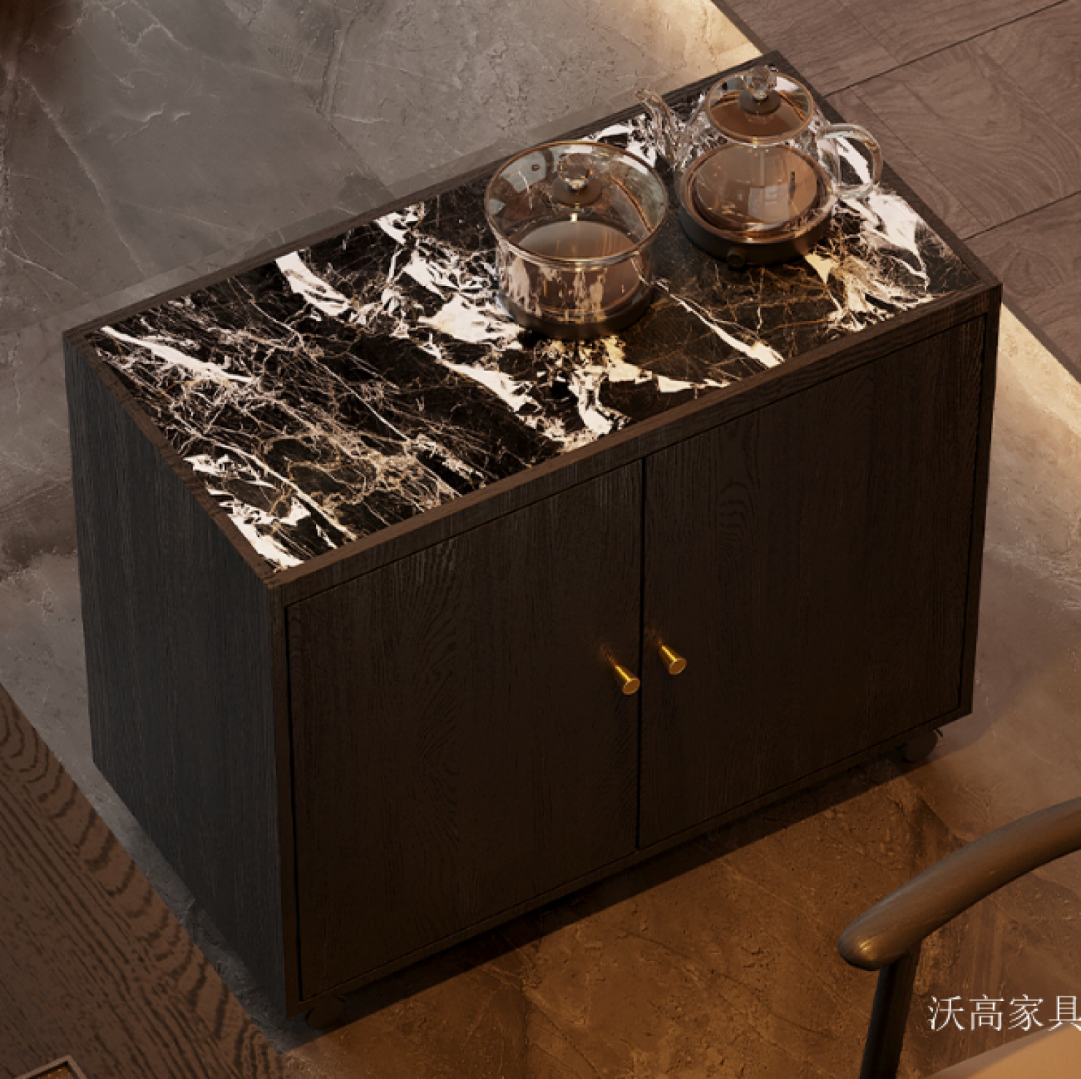沃高家具 Home Furniture Product 《Dark mobile tea cabinet》【图2】