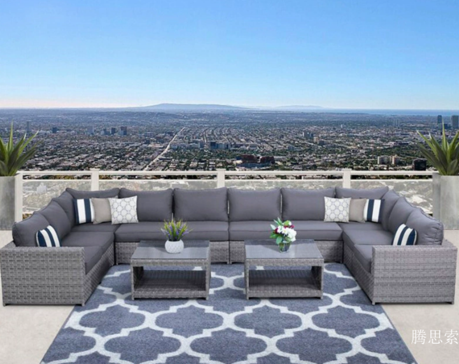 腾思索 Outdoor furniture product 《L-shaped grey outdoor sofa》