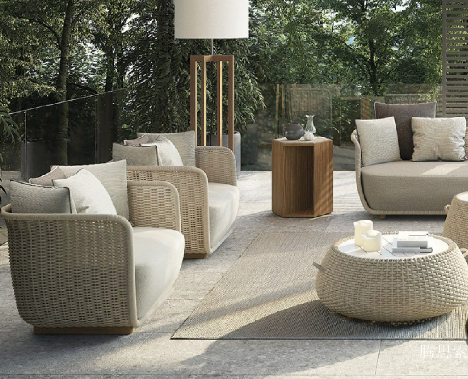 腾思索 Outdoor furniture Product 《Beige woven casual outdoor sofa》【图2】