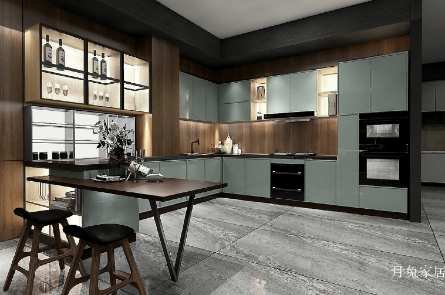 月兔家居 Bathroom furniture Product 《Light green wood modern cabinet》 月兔家居 Bathroom furniture Product 《Light green wood modern cabinet》【图0】