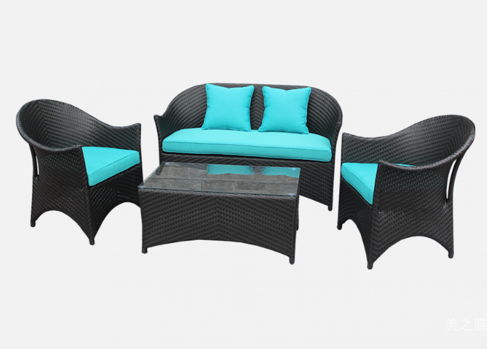 美之滕 Outdoor furniture Product 《Black woven blue outdoor sofa》 美之滕 Outdoor furniture Product 《Black woven blue outdoor sofa》【图0】