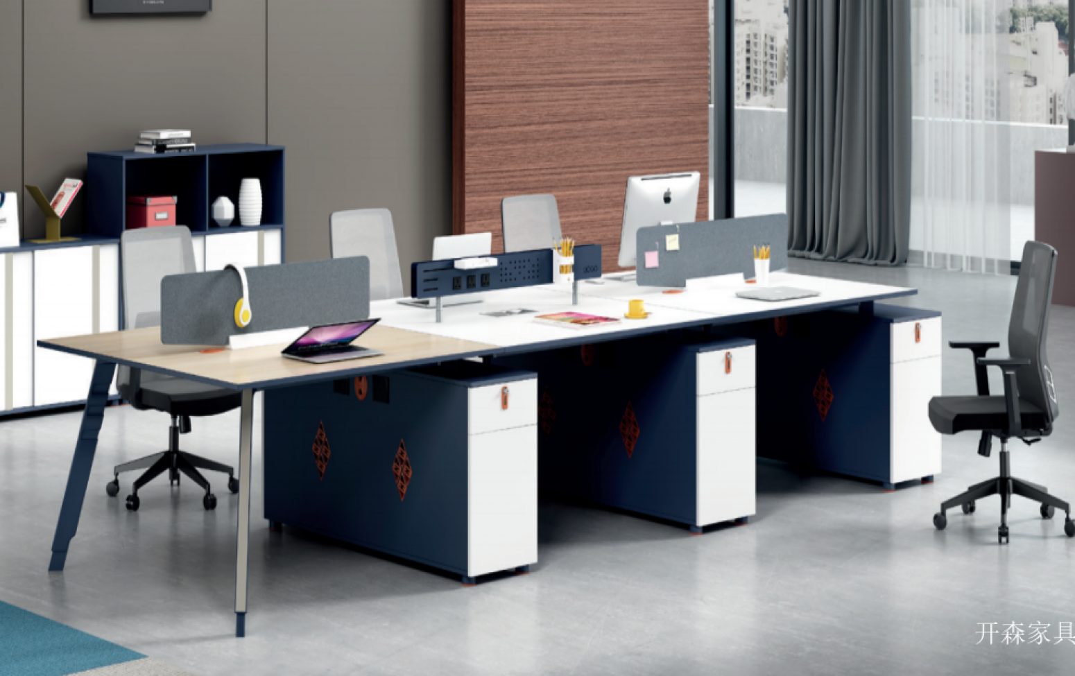 开森家具 Office furniture Product 《A simple blue and white desk》【图1】