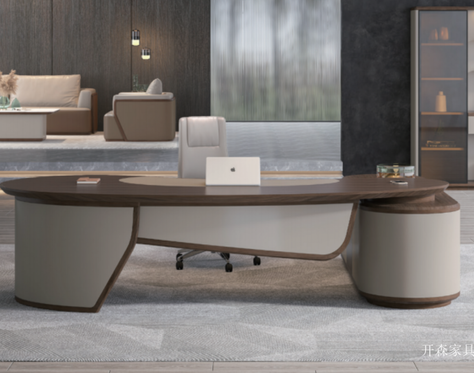 开森家具 Office furniture product 《Light luxury arc president desk》