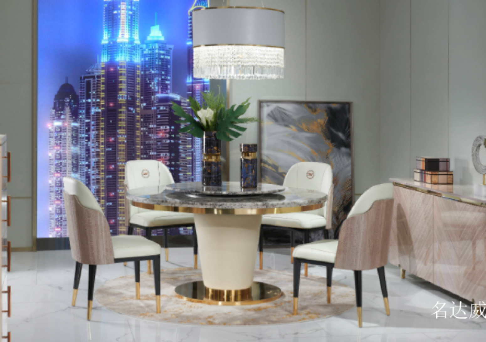 名达威 Home Furniture product 《Light luxury circular eat desk and chair》