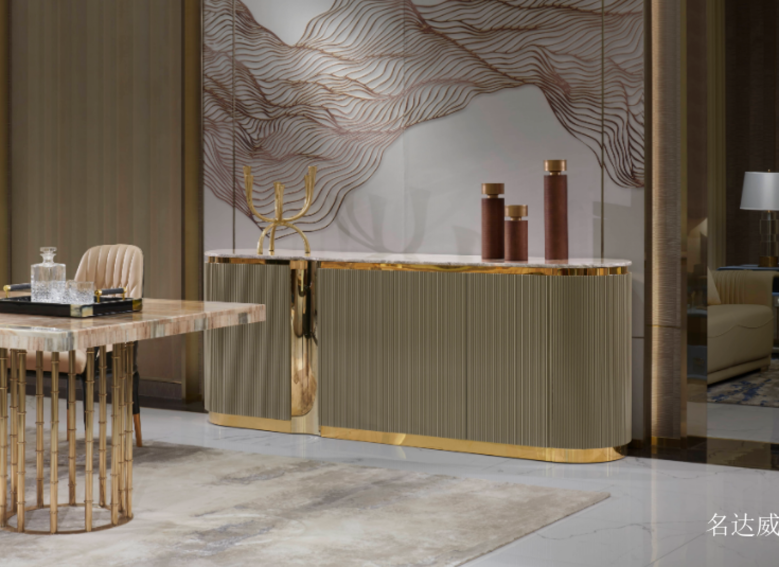 名达威 Home Furniture product 《Light luxury gold jewelry sideboard》