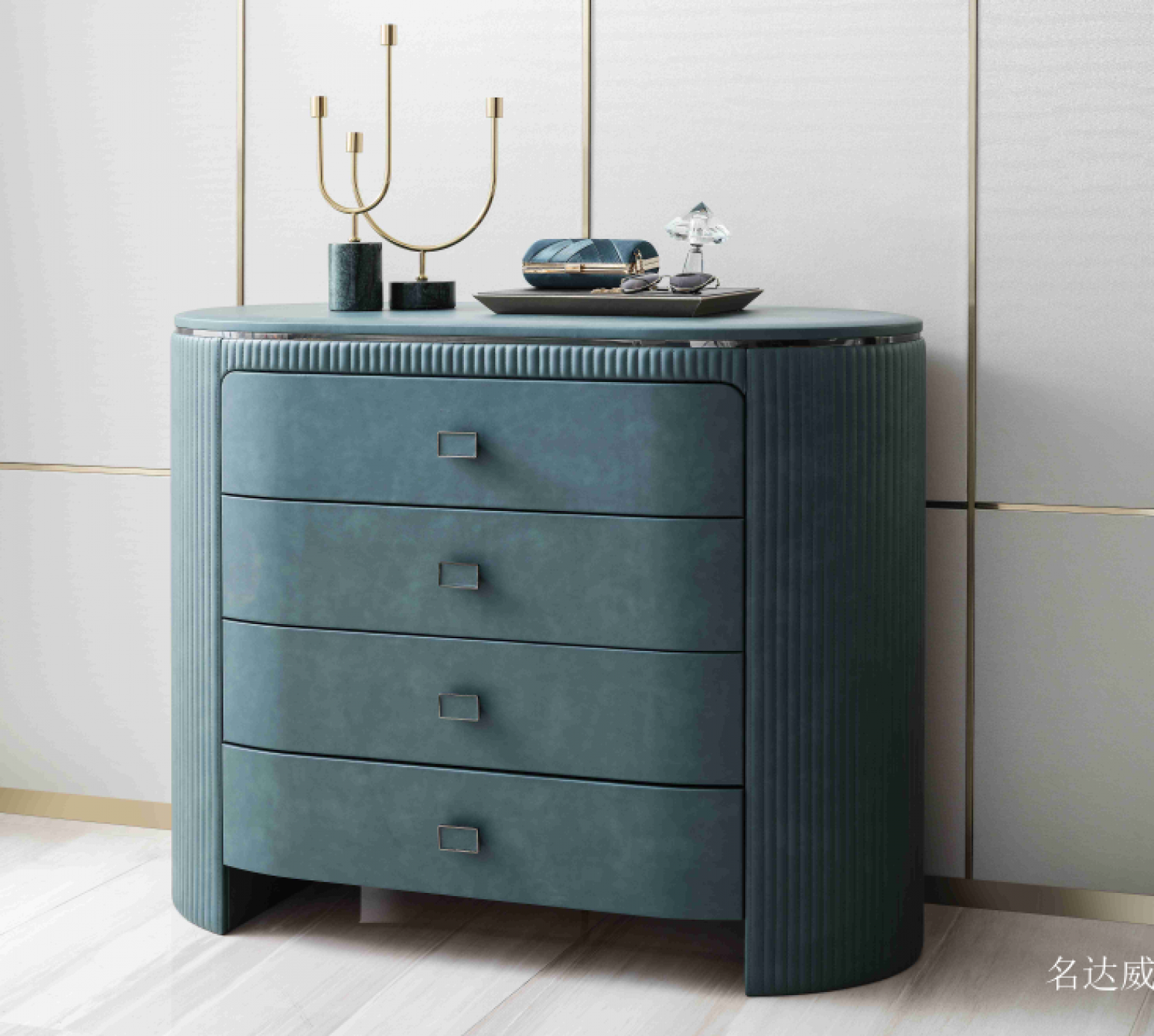 名达威 Home Furniture Product 《Light luxury blue green four bedside table》【图0】